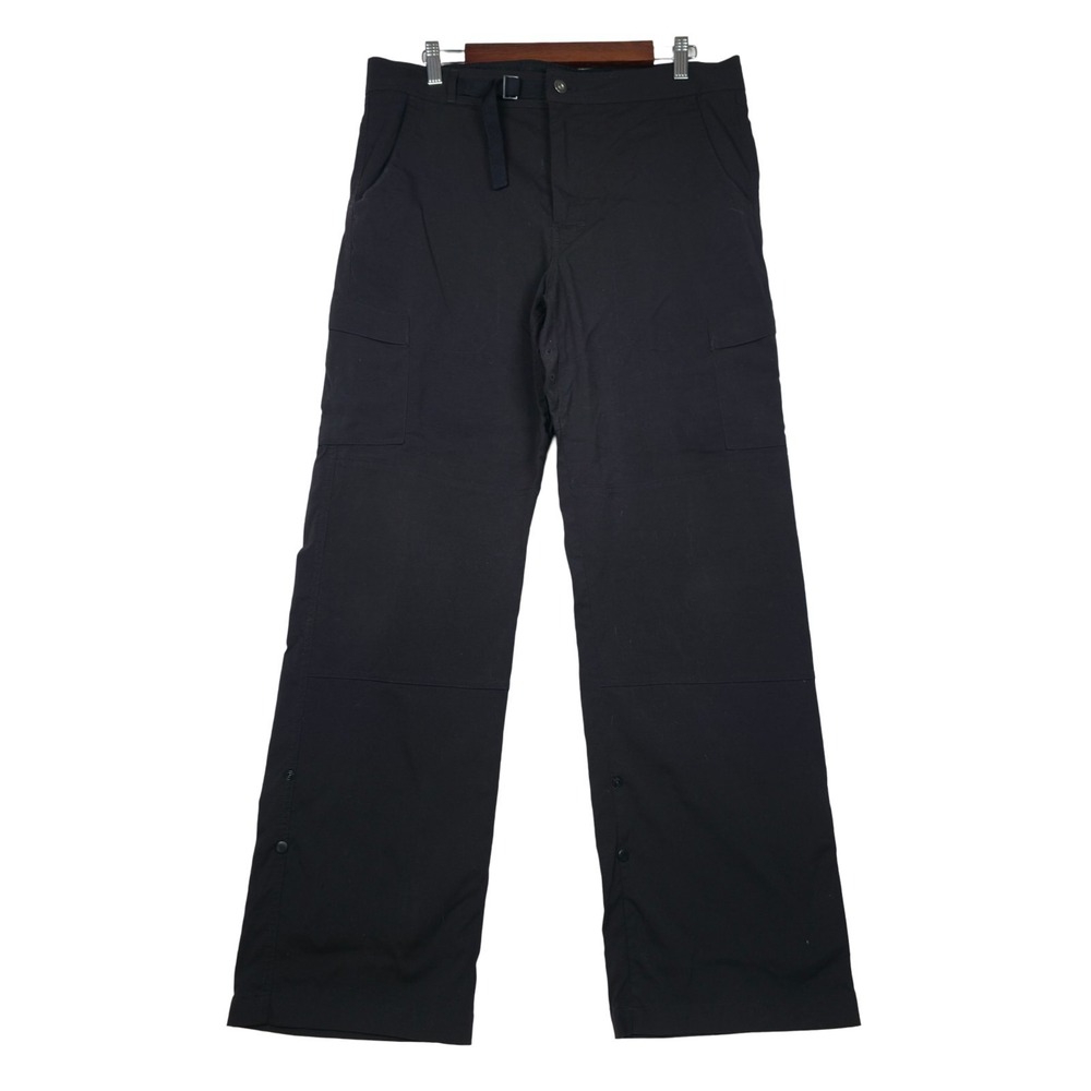 prAna Stretch Zion Pants Men XL Black Original Fabric Cargo Roll Up Hiking Nylon